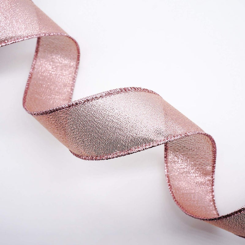 CT CRAFT LLC Metallic Diamond Wired Ribbon 1.5" x 10 Yards Rose Gold for Christmas Home Decor Bow Gift Wrapping DIY Crafts Wreath Garland Wedding - Image 5